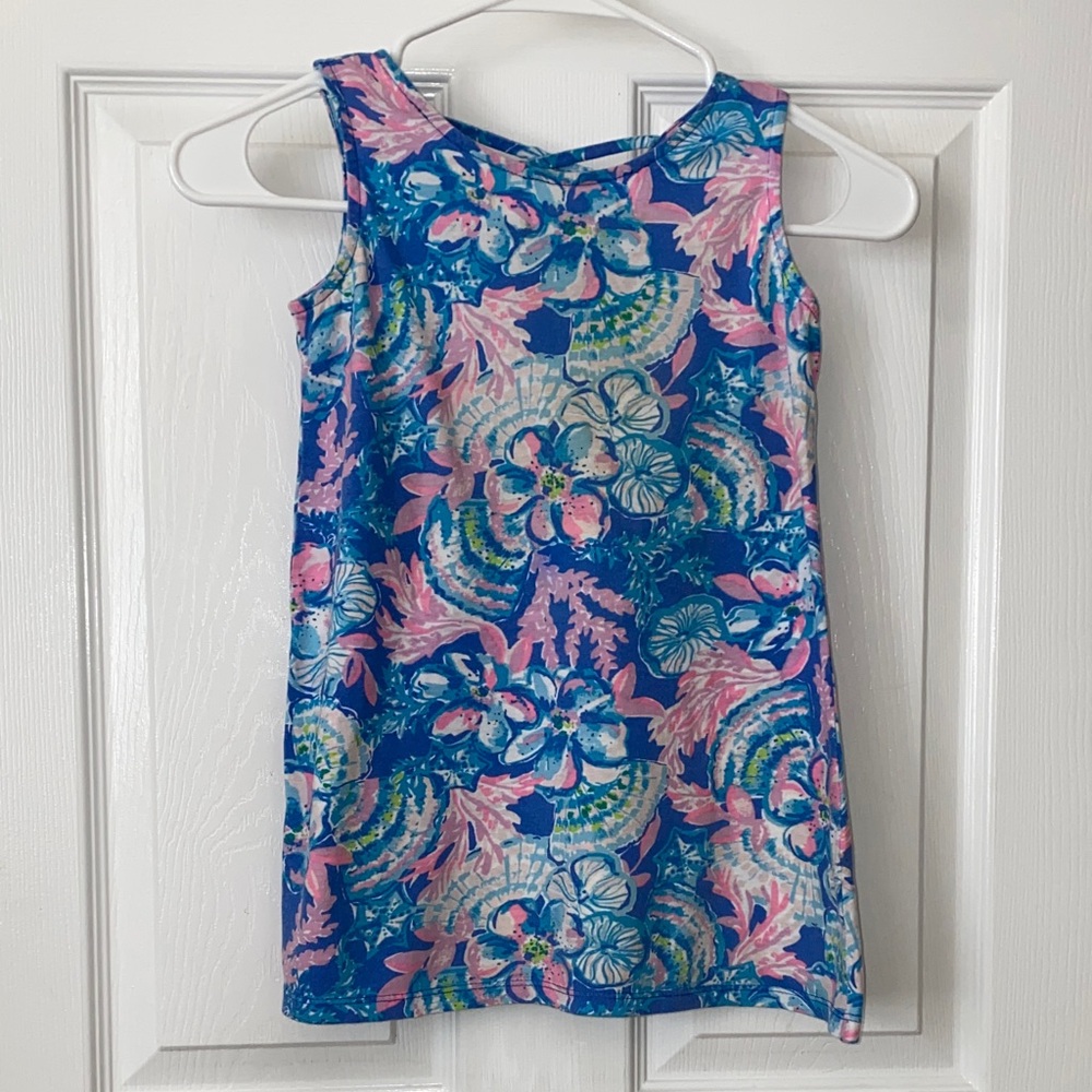 Lilly Pulitzer Girls Mini Kristen Play Dress in Blue and Pink Floral